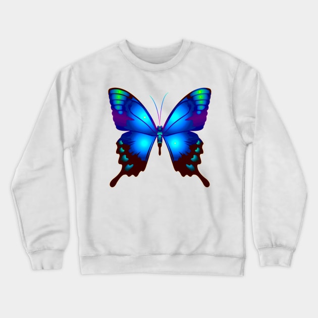 Morpho Butterfly in Royal Blue Colors Crewneck Sweatshirt by Nisuris Art